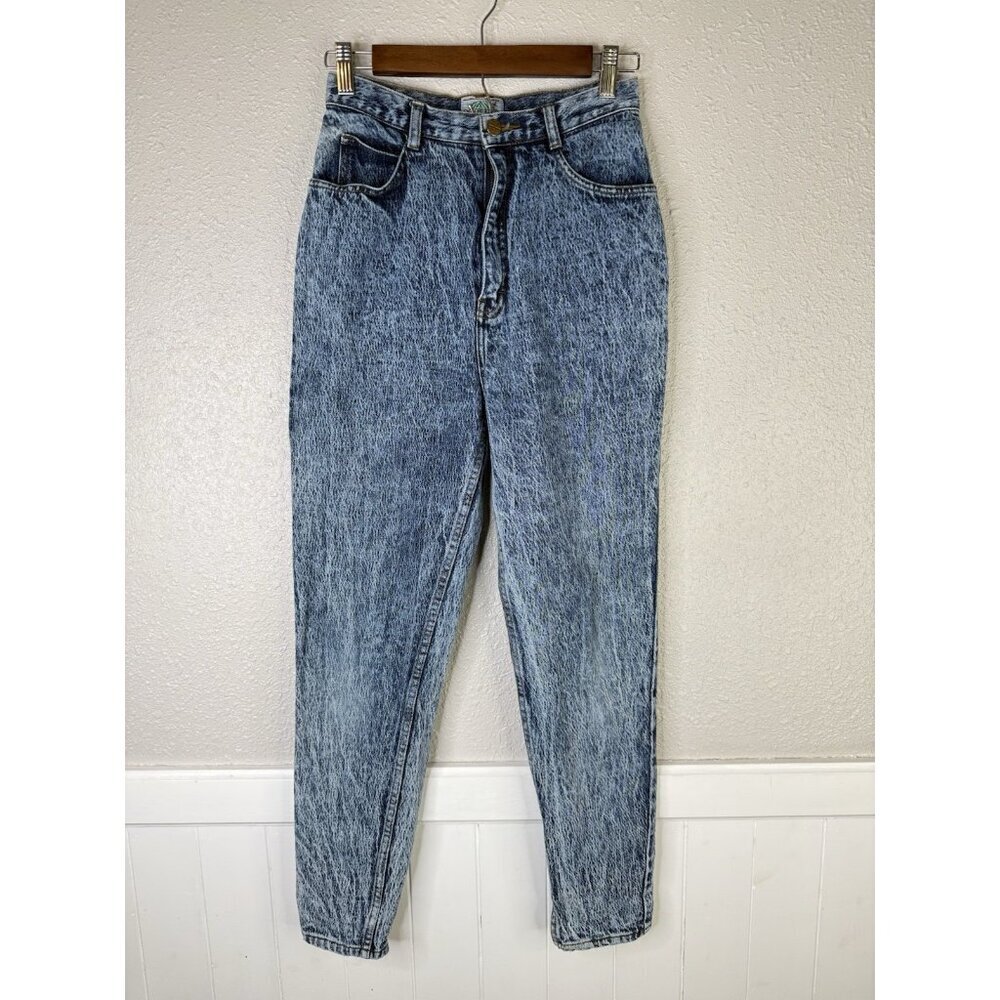 Vtg Palmetto's Acid Wash Mom Jeans 25” Waist Bow Zipper Ankle 80s Denim Retro